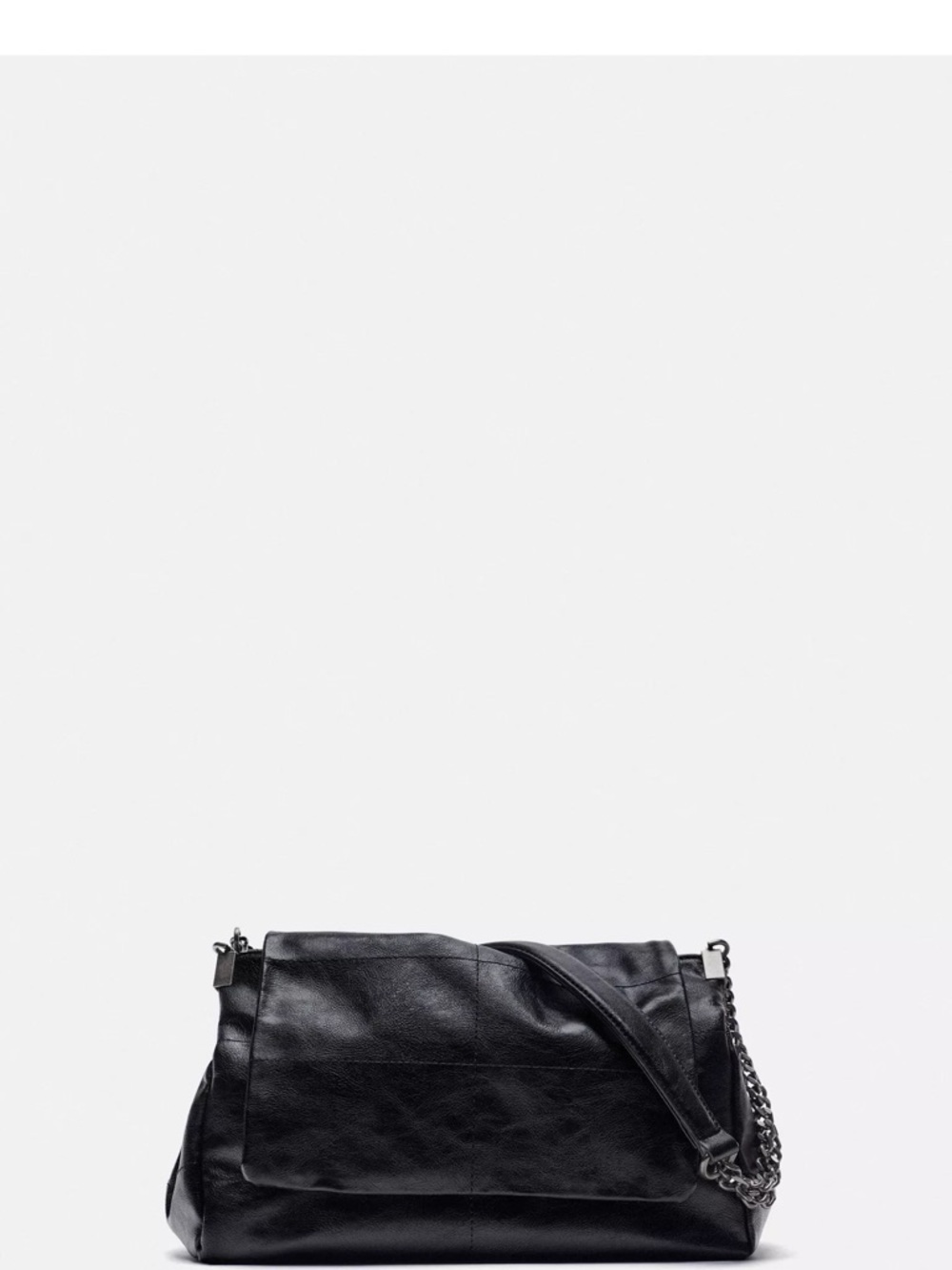 Zara Black Faux Leather Shoulder Bag with Chain Strap
